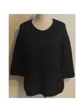 Women's F&F Black Silver Sparkle Crew Neck Sweater Size 6